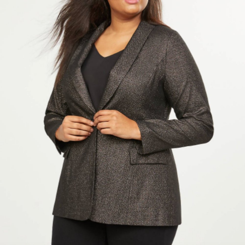 Lane Bryant 26 black sparkle stretch blazer plus